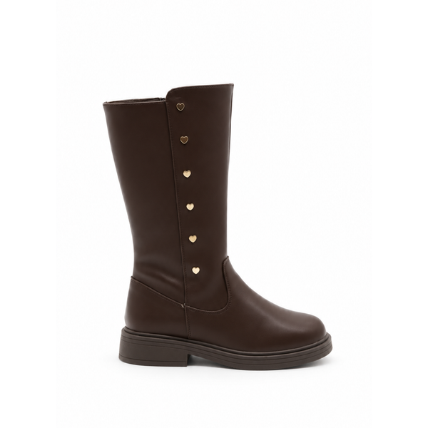 Bota Alta Infantil Bambino BM3106 Moka con Corazones