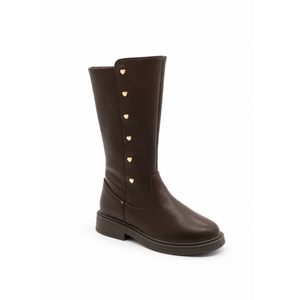 Bota Alta Infantil Bambino BM3106 Moka con Corazones