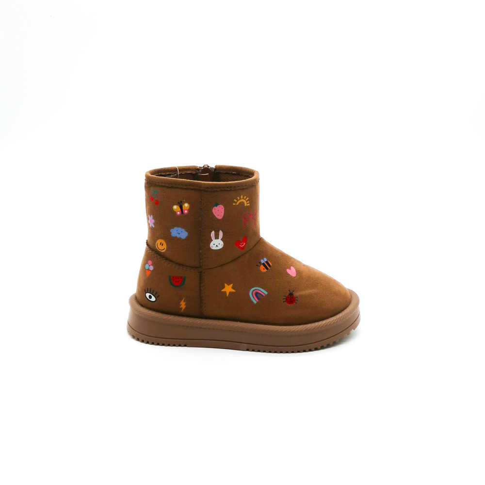 Botín para Niña Bambino BM5175 Camel con Estampado Colorido
