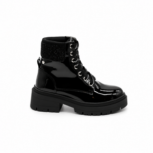 Botín Infantil Bambino BM2985 Negro con Agujetas y Detalles Brillantes