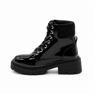 Botín Infantil Bambino BM2985 Negro con Agujetas y Detalles Brillantes