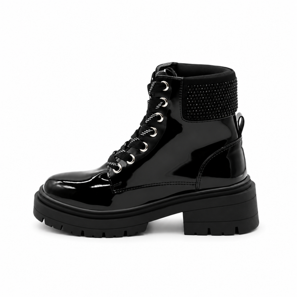 Botín Infantil Bambino BM2985 Negro con Agujetas y Detalles Brillantes