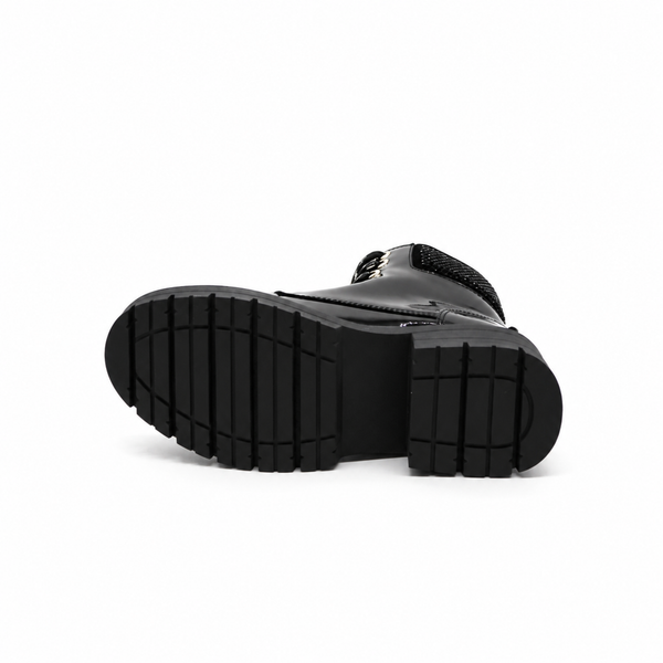 Botín Infantil Bambino BM2985 Negro con Agujetas y Detalles Brillantes