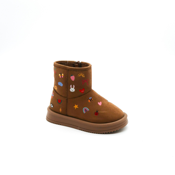 Botín para Niña Bambino BM5175 Camel con Estampado Colorido