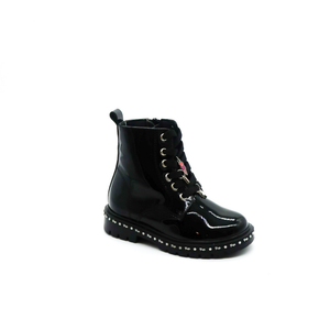 Botín Infantil Bambino BM8009 Negro Brillante con Agujetas