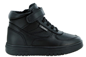 Tenis Escolar Niño Bambino BA7068 Negro de Corte Alto con Ajuste de Velcro