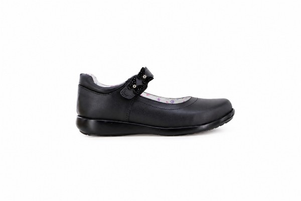 Zapato Escolar Negro para Niña Bambino BM5804 con Mariposas