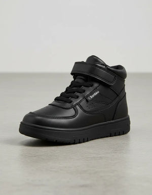 Tenis Escolar Niño Bambino BA7068 Negro de Corte Alto con Ajuste de Velcro