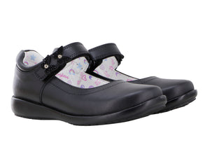 Zapato Escolar Negro para Niña Bambino BM5804 con Mariposas