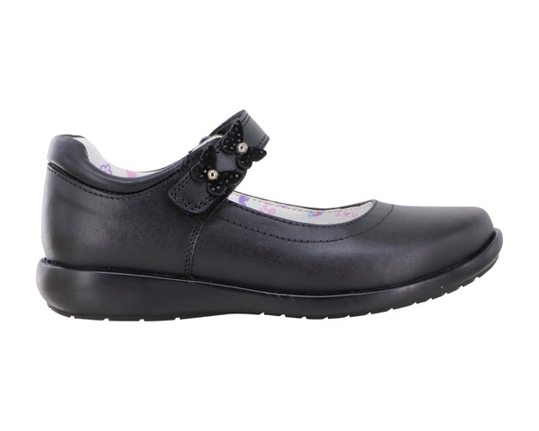 Zapato Escolar Negro para Niña Bambino BM5804 con Mariposas